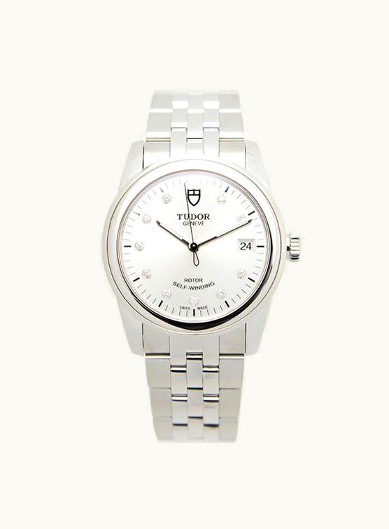 Tudor Glamour Date 36 Stainless Steel / Silver-Diamond / Bracelet