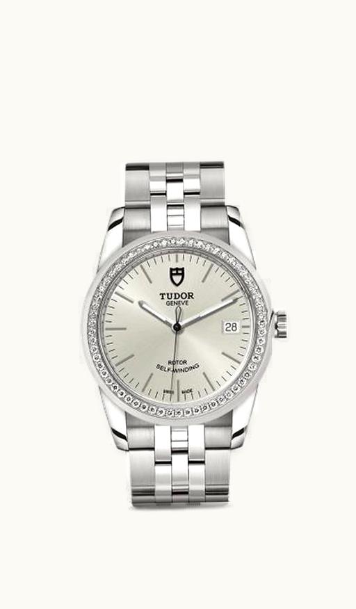 Tudor Glamour Date 36 Stainless Steel / Diamond / Silver / Bracelet