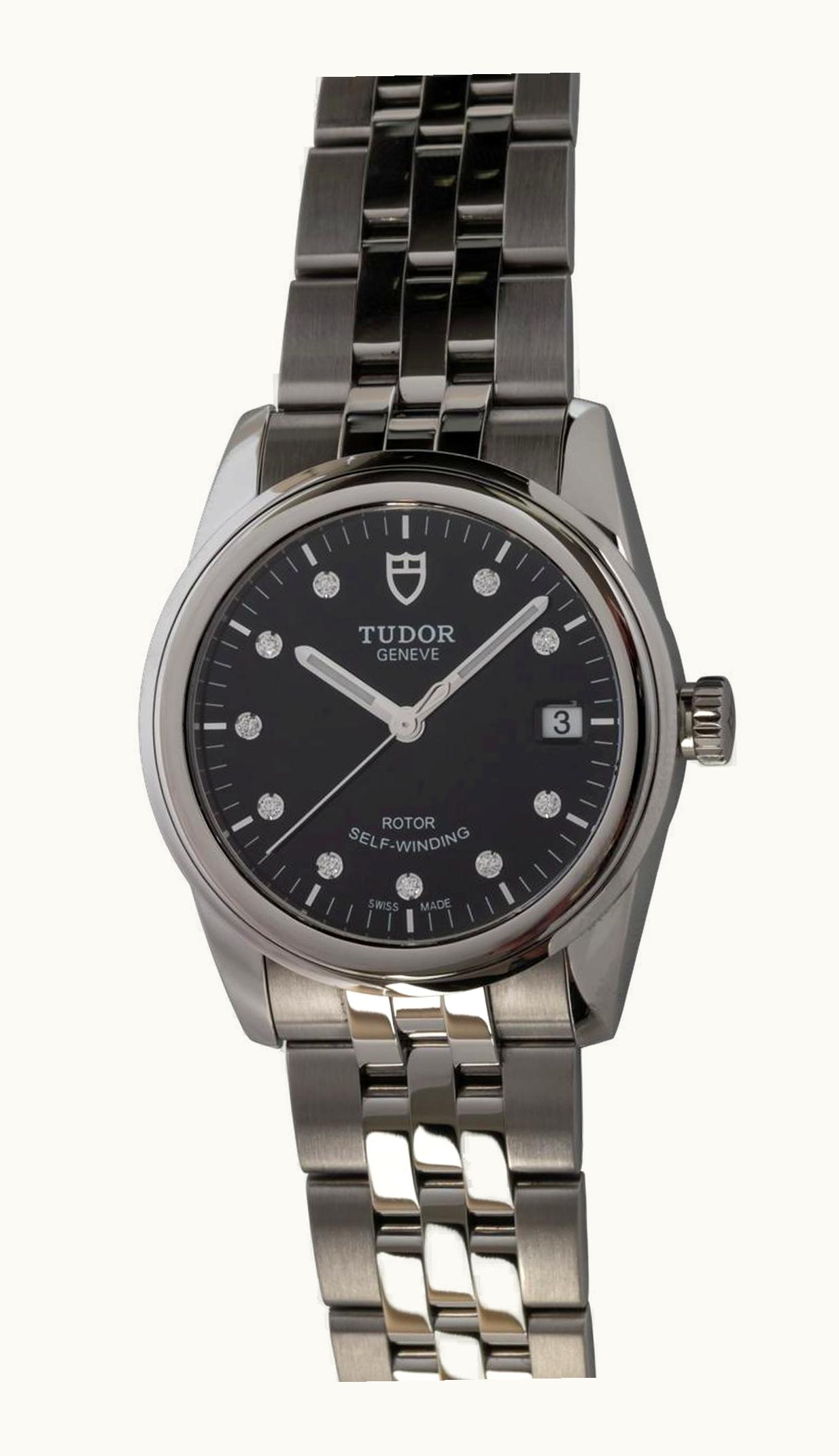 Tudor Glamour Date 36 Stainless Steel / Opaline-Diamond / Bracelet