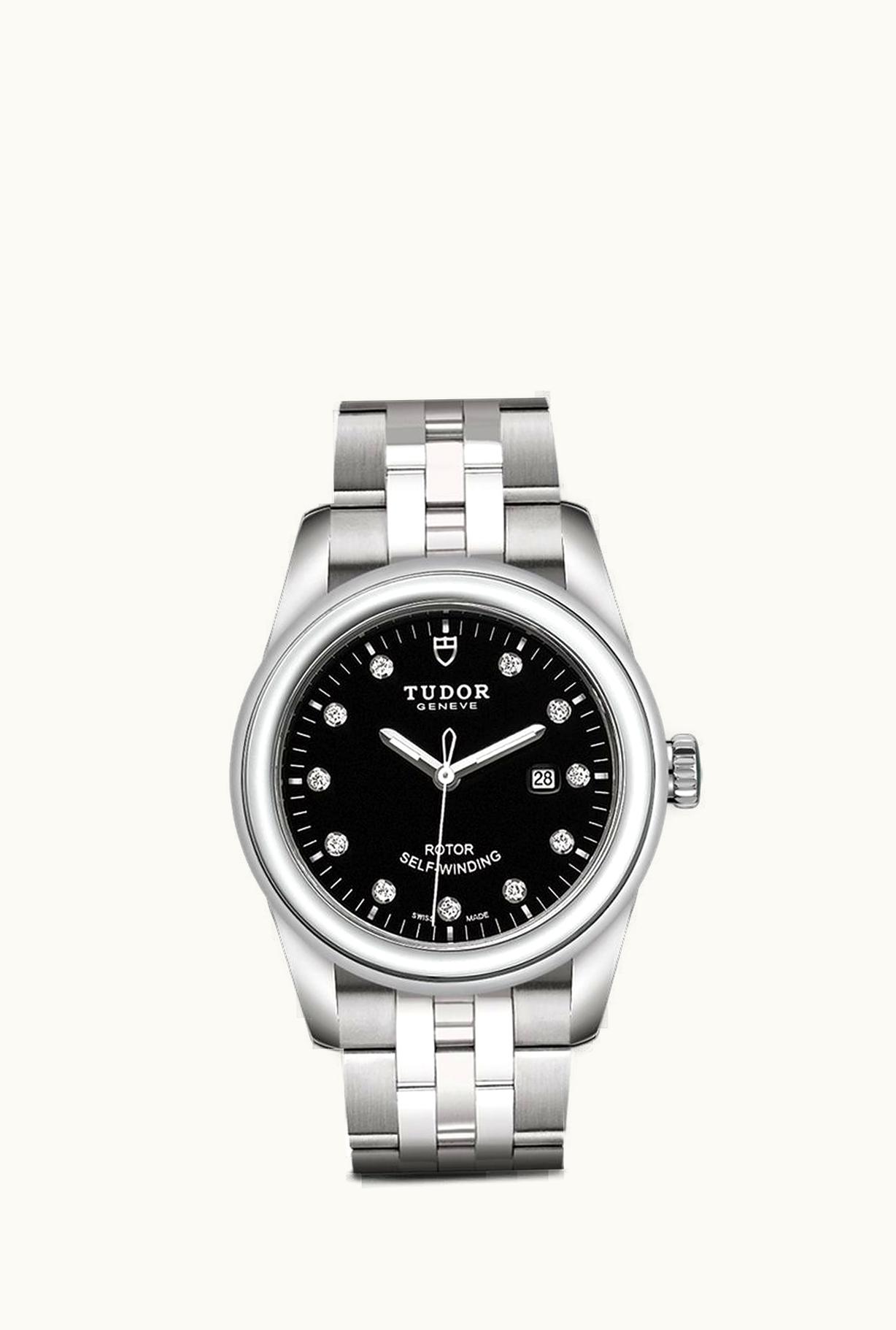 Tudor Glamour Date 31 Stainless Steel / Black-Diamond / Bracelet