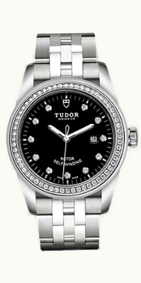 Tudor Glamour Date 31 Stainless Steel / Diamond / Black-Diamond / Bracelet