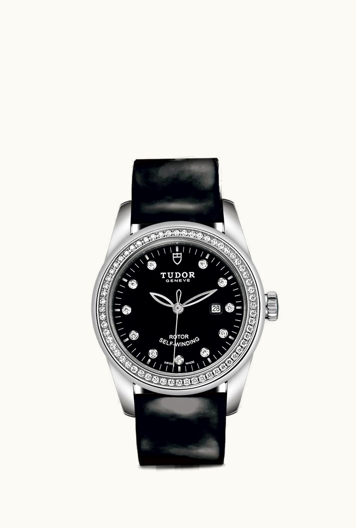 Tudor Glamour Date 31 Stainless Steel / Diamond / Black-Diamond / Strap