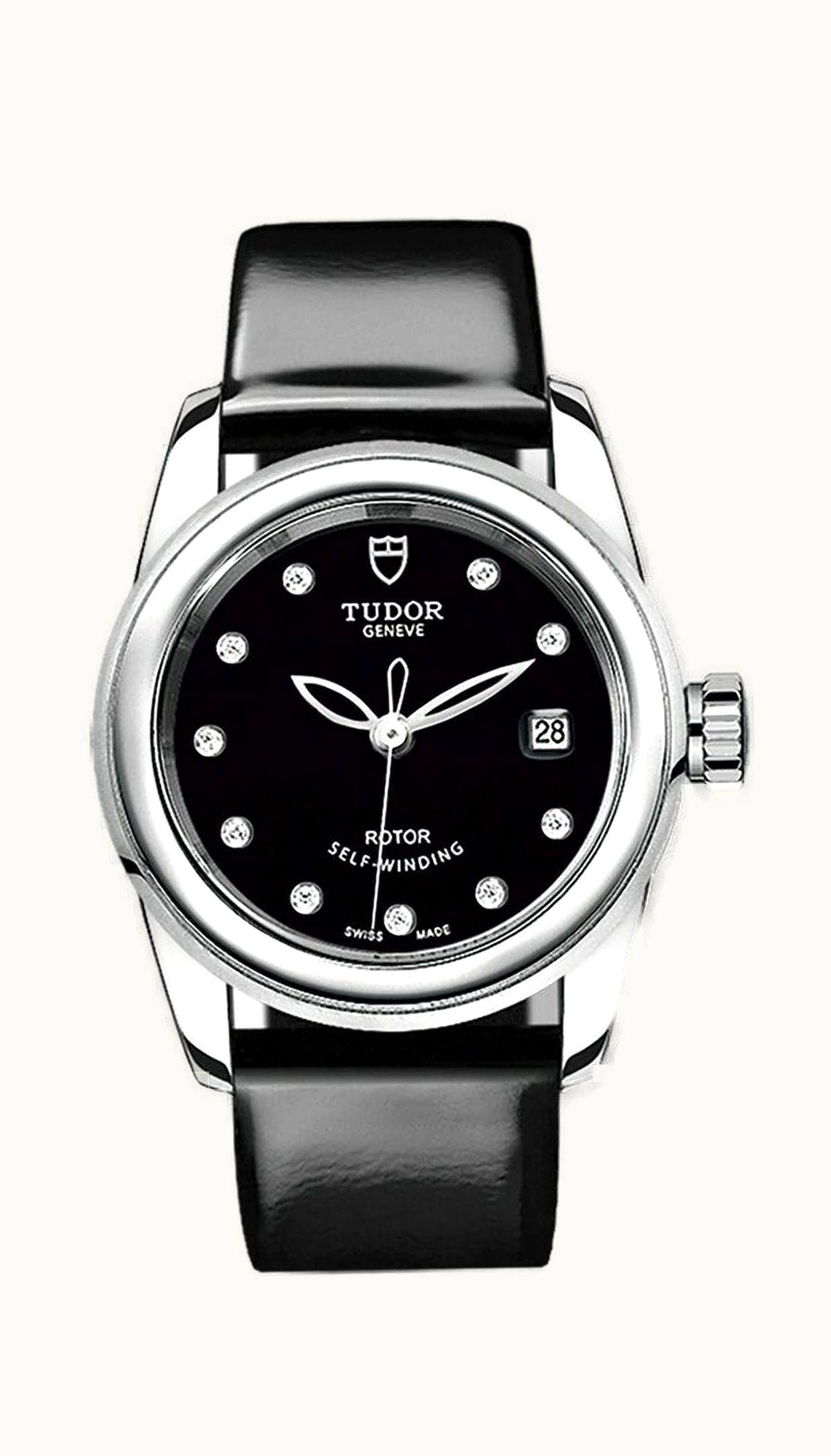 Tudor Glamour Date 26 Stainless Steel / Black-Diamond / Strap