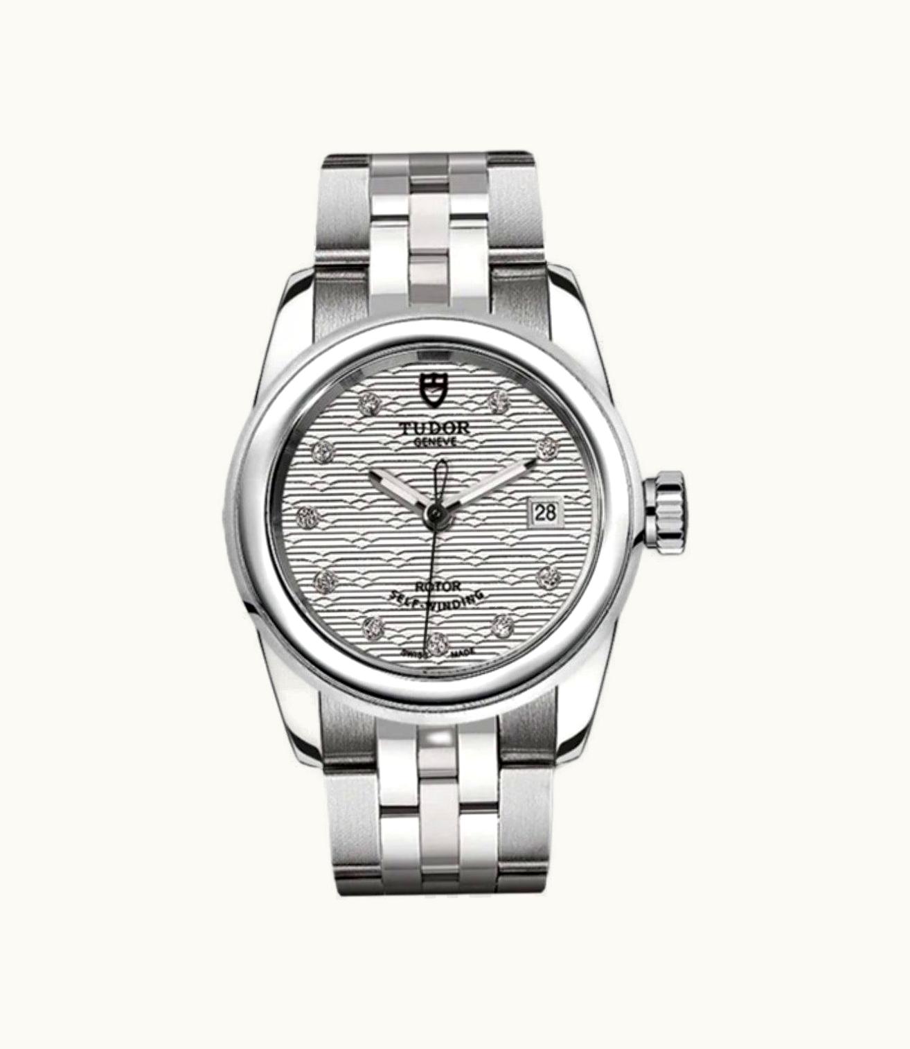 Tudor Glamour Date 26 Stainless Steel / Jacquard Silver-Diamond / Bracelet