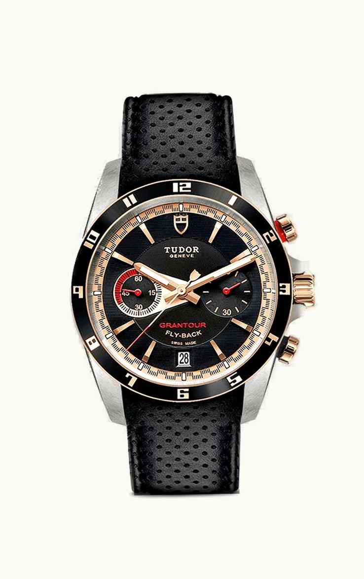 Tudor Grantour Flyback Stainless Steel / Pink Gold / Black / Strap