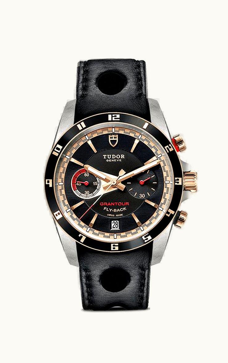 Tudor Grantour Flyback Stainless Steel / Pink Gold / Black / Strap