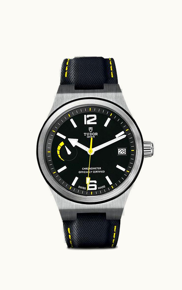 Tudor North Flag Stainless Steel / Black / Strap