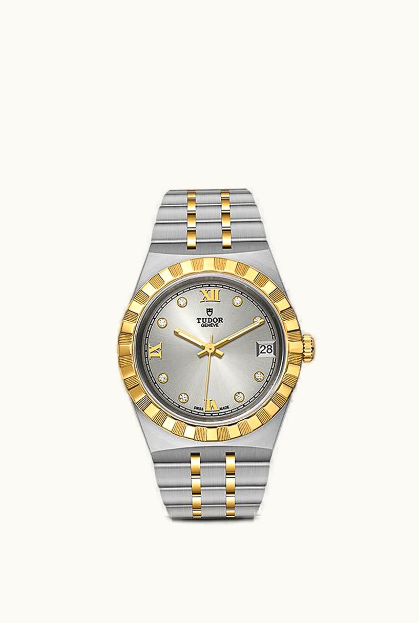 Tudor Royal Date 34 Stainless Steel / Yellow Gold / Silver - Diamond