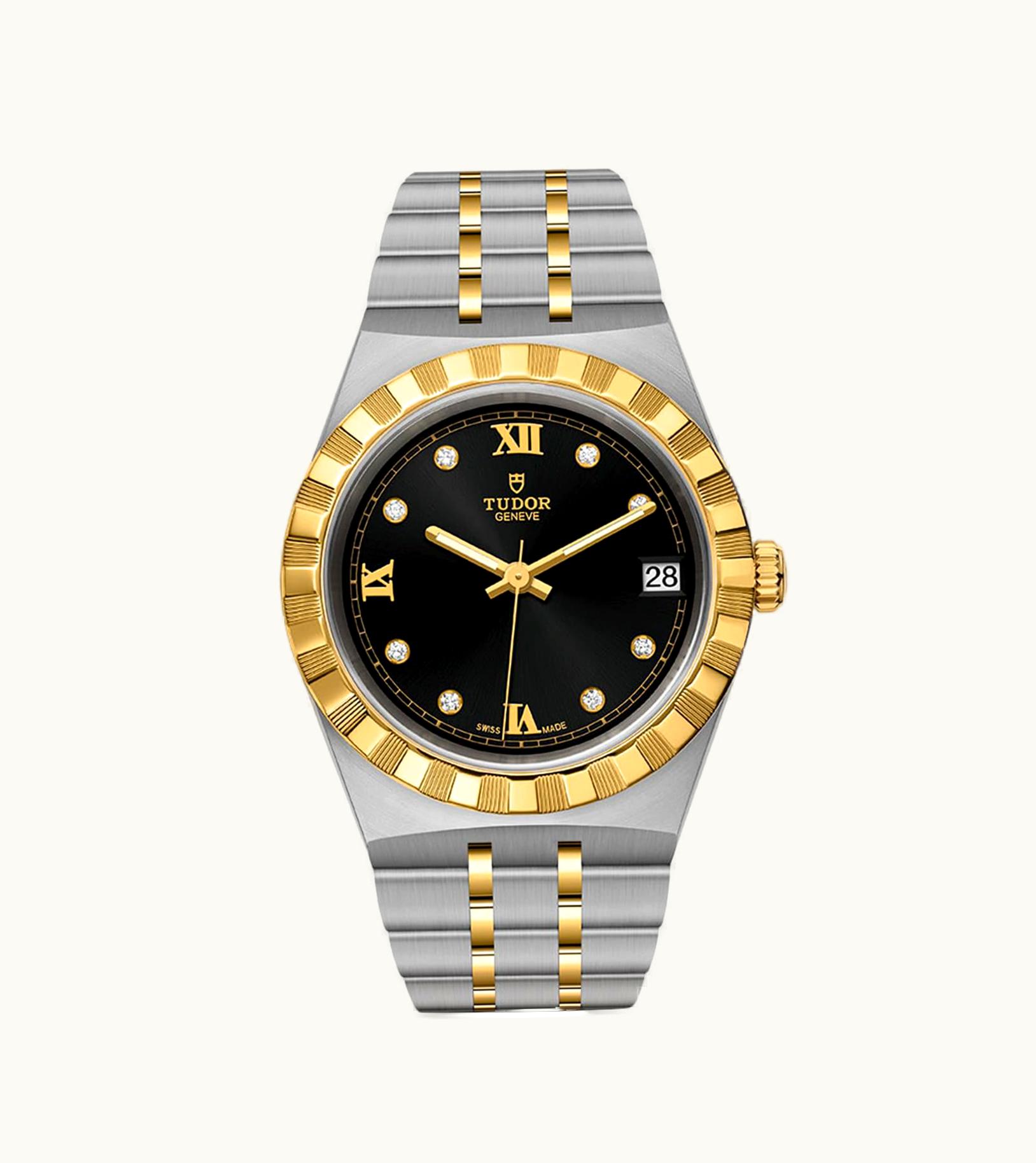 Tudor Royal Date 34 Stainless Steel / Yellow Gold / Black - Diamond