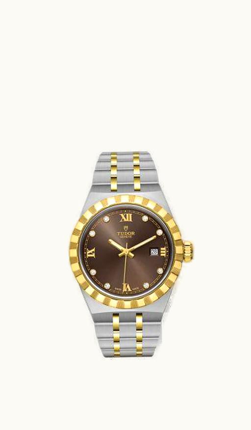 Tudor Royal Date 28 Stainless Steel / Yellow Gold / Chocolate - Diamond