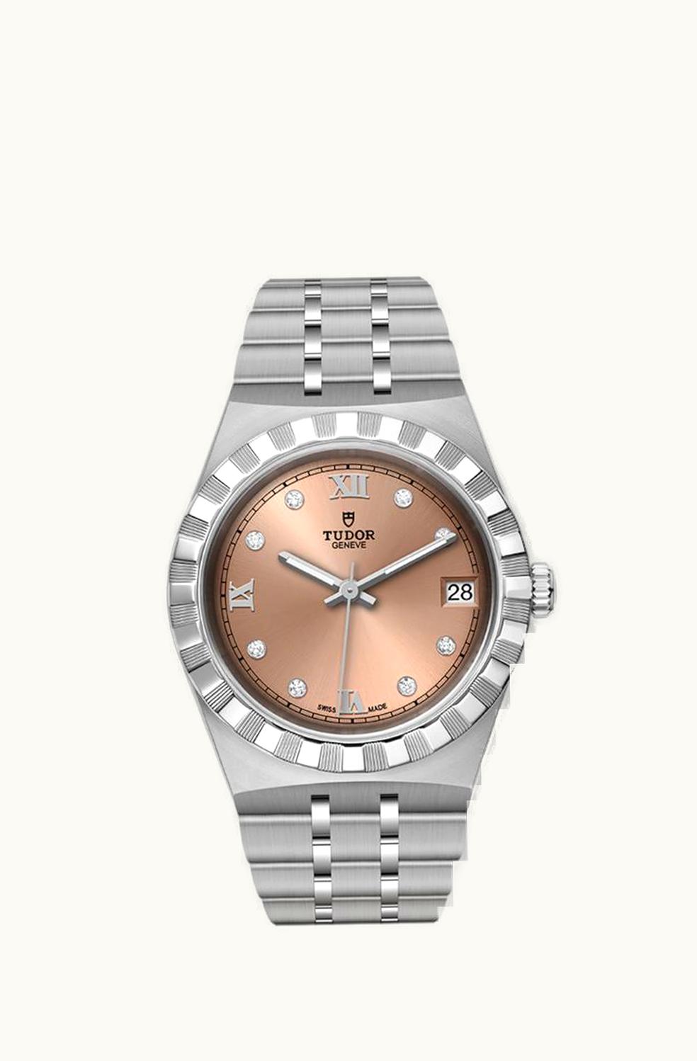 Tudor Royal Date 34 Stainless Steel / Salmon - Diamond
