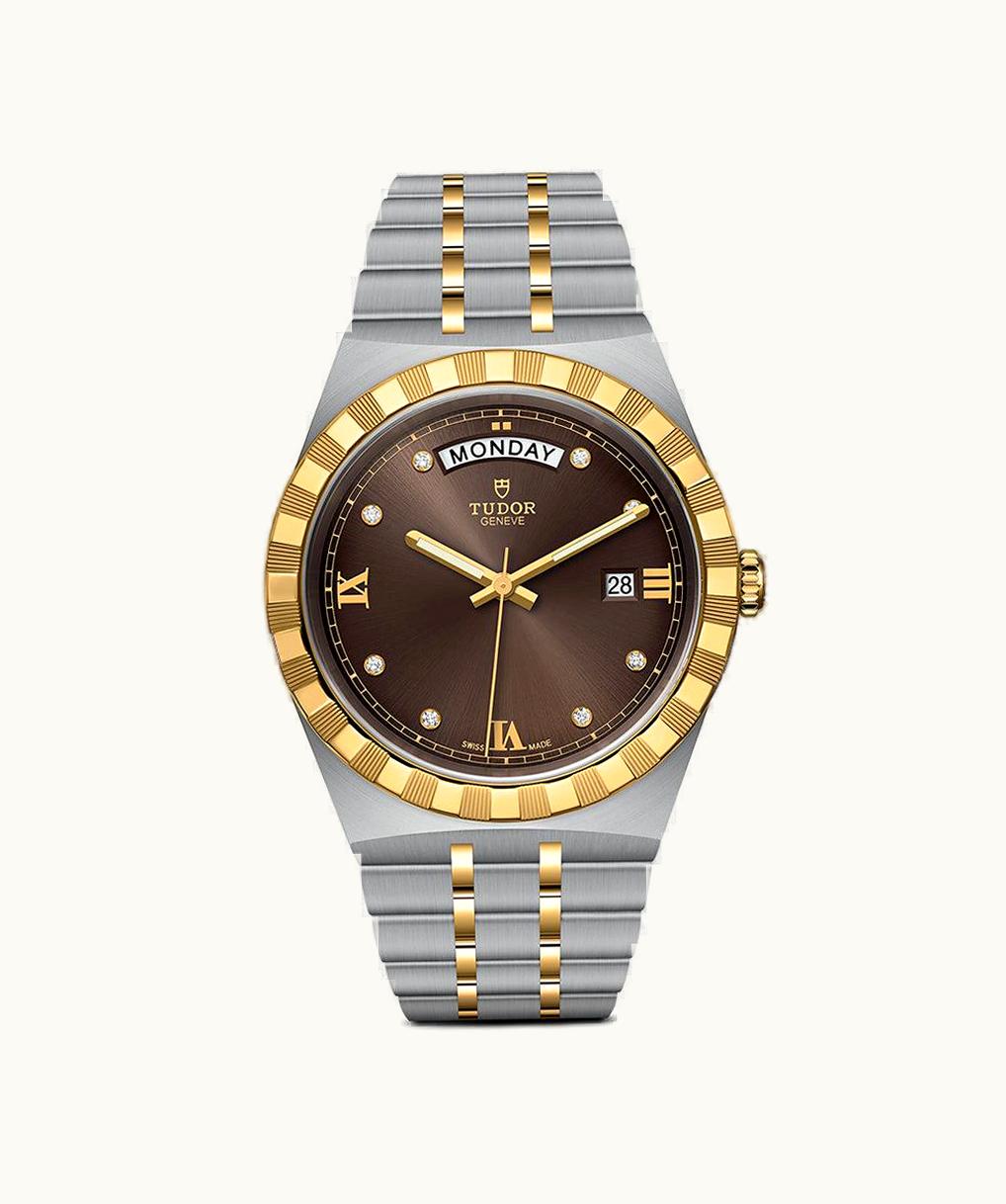 Tudor Royal Day-Date 41 Stainless Steel / Yellow Gold / Chocolate - Diamond