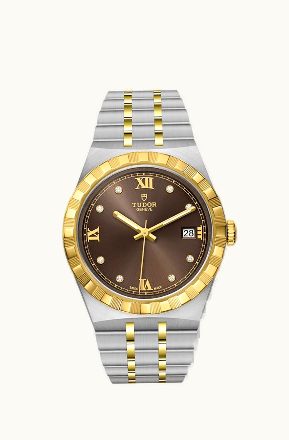 Tudor Royal Date 38 Stainless Steel / Yellow Gold / Chocolate - Diamond