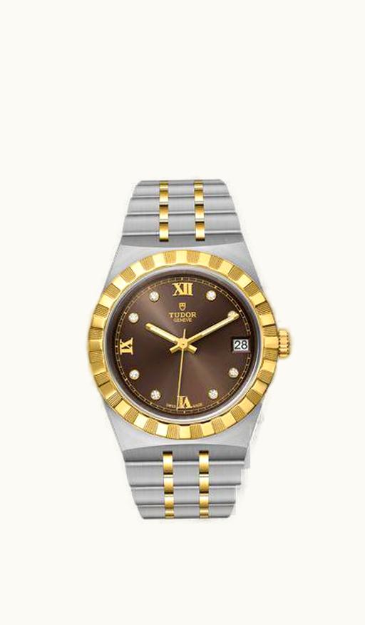 Tudor Royal Date 34 Stainless Steel / Yellow Gold / Chocolate - Diamond