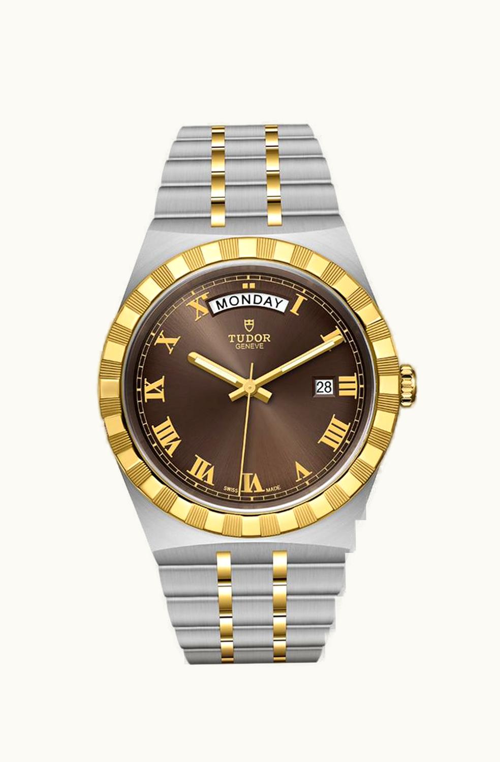 Tudor Royal Day-Date 41 Stainless Steel / Yellow Gold / Chocolate - Roman
