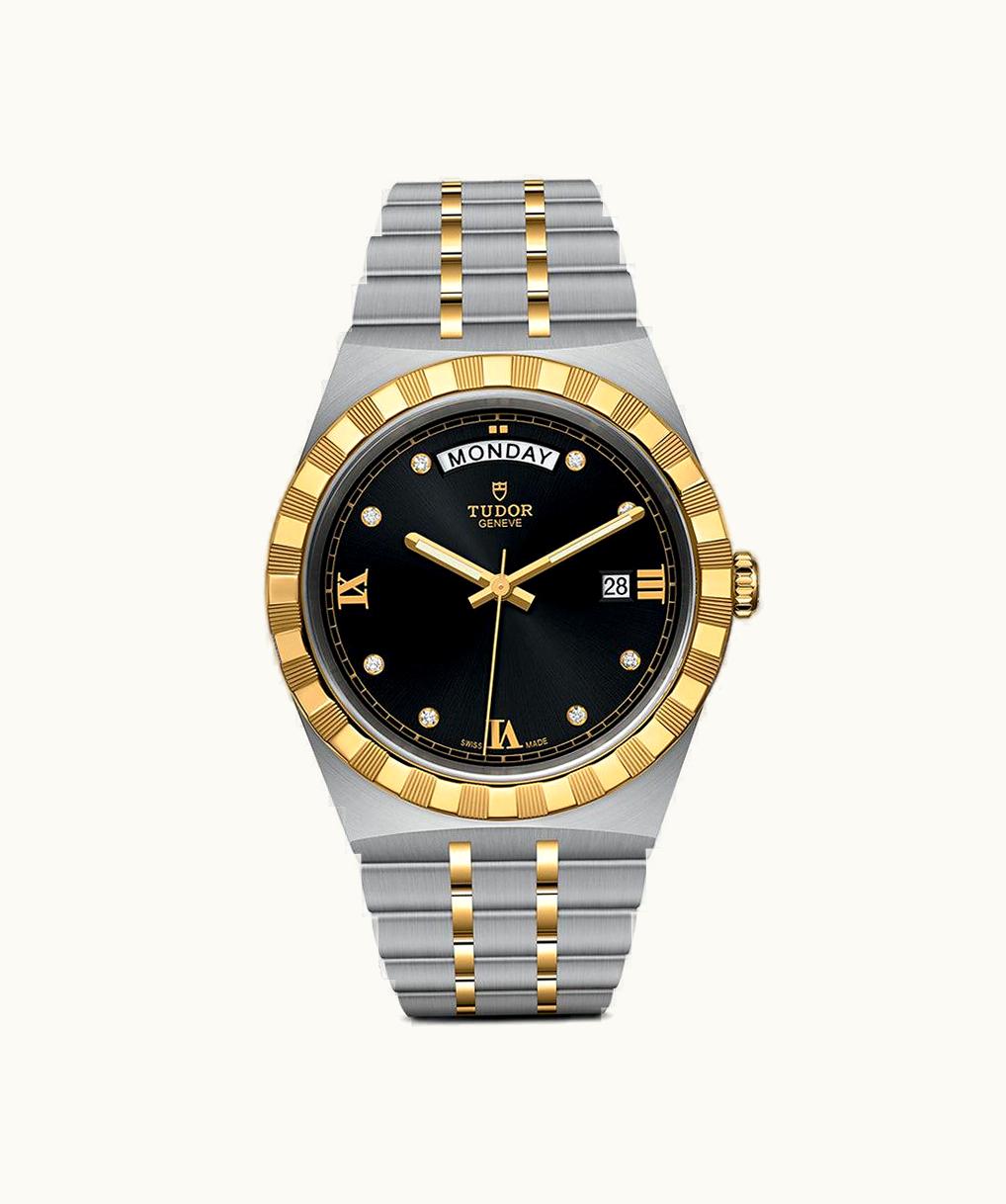 Tudor Royal Day-Date 41 Stainless Steel / Yellow Gold / Black - Diamond