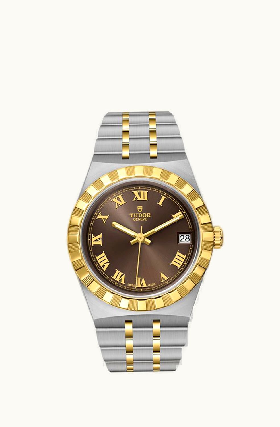 Tudor Royal Date 34 Stainless Steel / Yellow Gold / Chocolate - Roman