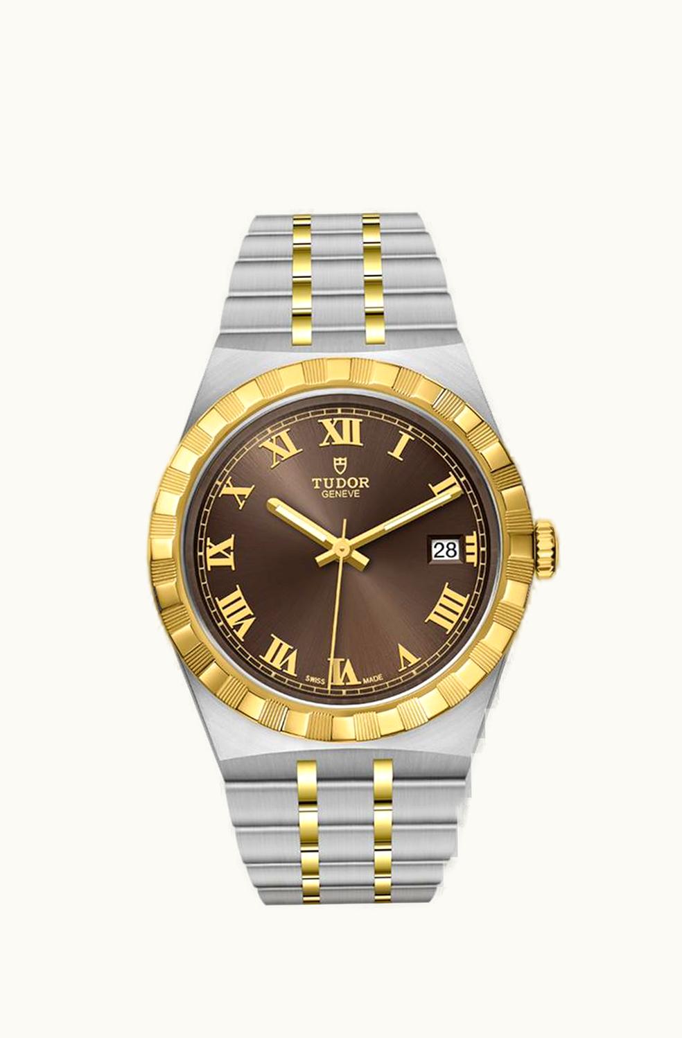 Tudor Royal Date 38 Stainless Steel / Yellow Gold / Chocolate - Roman