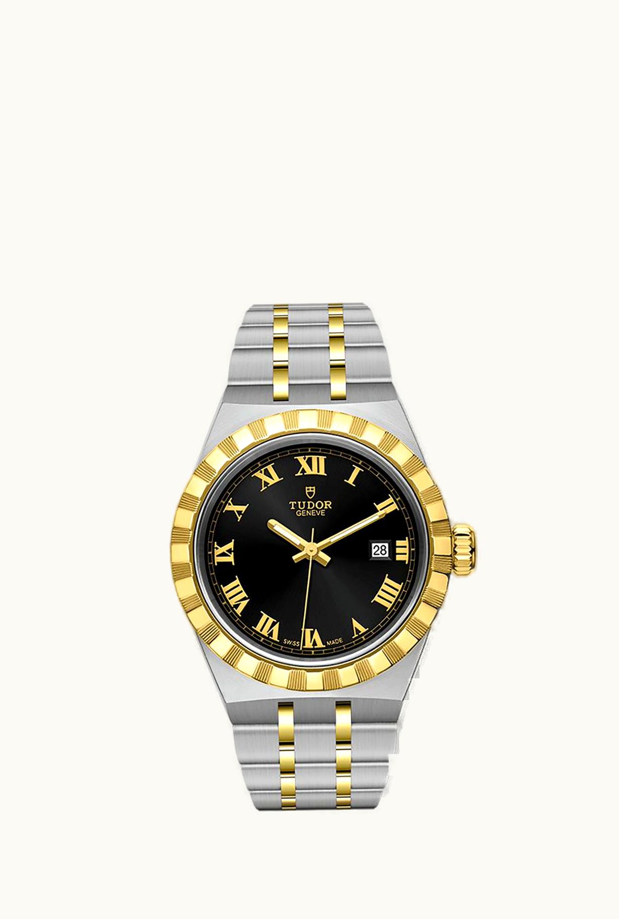Tudor Royal Date 28 Stainless Steel / Yellow Gold / Black - Roman