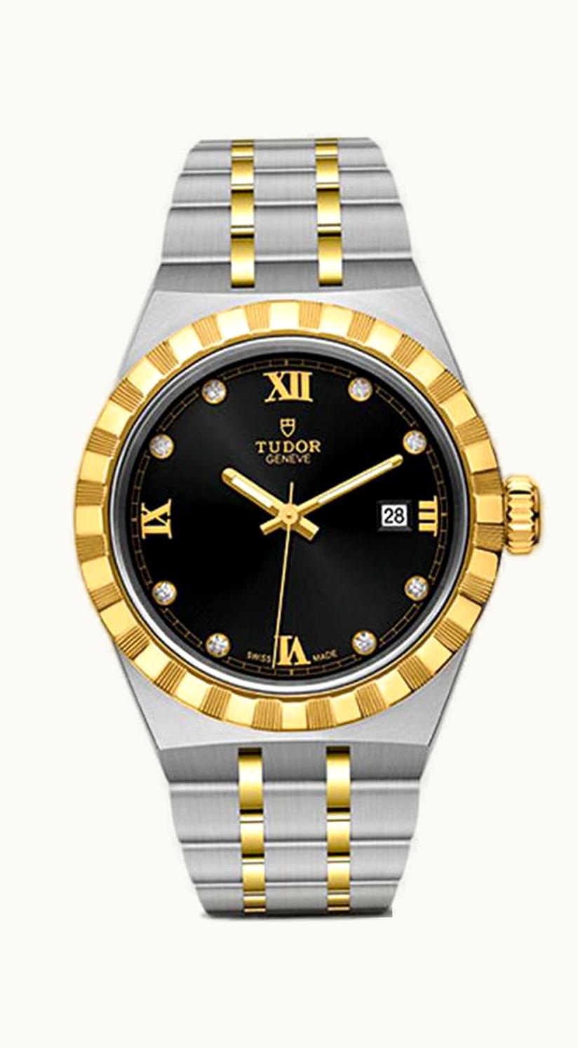 Tudor Royal Date 28 Stainless Steel / Yellow Gold / Black - Diamond