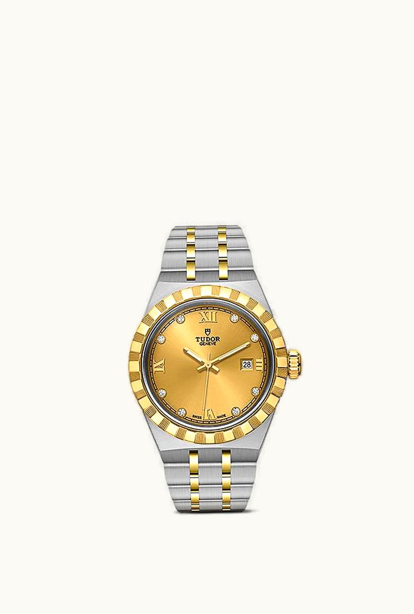 Tudor Royal Date 28 Stainless Steel / Yellow Gold / Champagne - Diamond
