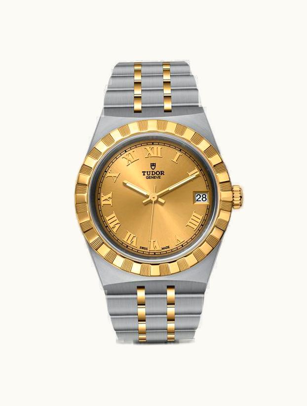 Tudor Royal Date 34 Stainless Steel / Yellow Gold / Champagne - Roman