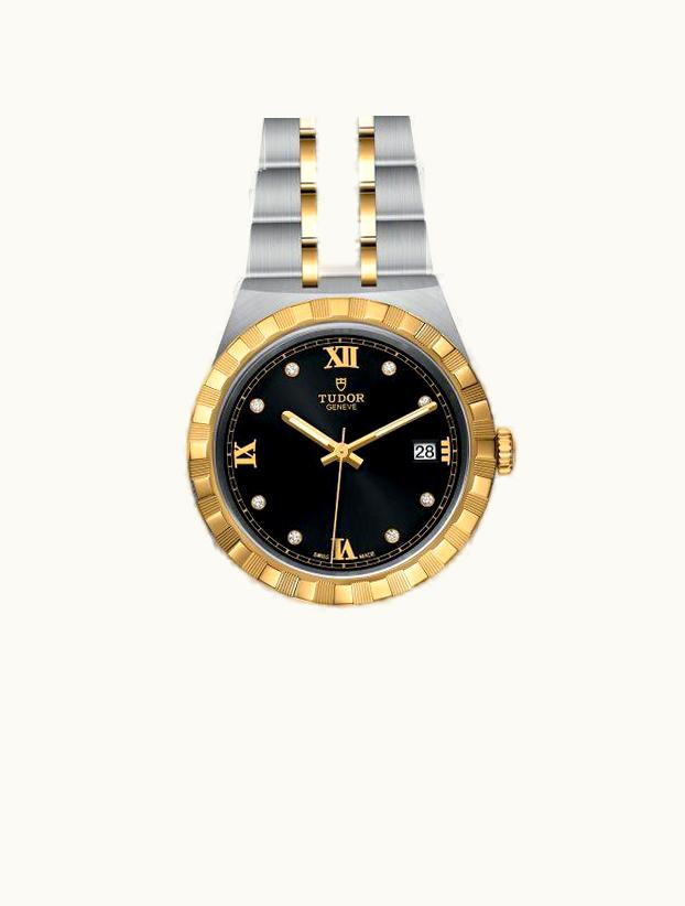 Tudor Royal Date 38 Stainless Steel / Yellow Gold / Black - Diamond