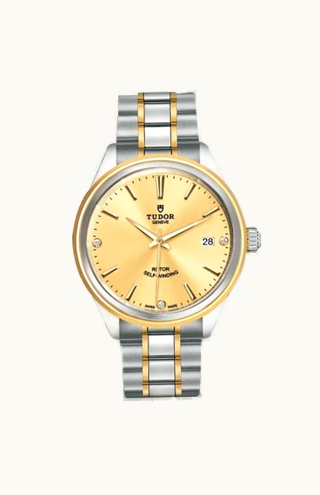 Tudor Style 38 Stainless Steel / Yellow Gold / Champagne-Diamond / Bracelet