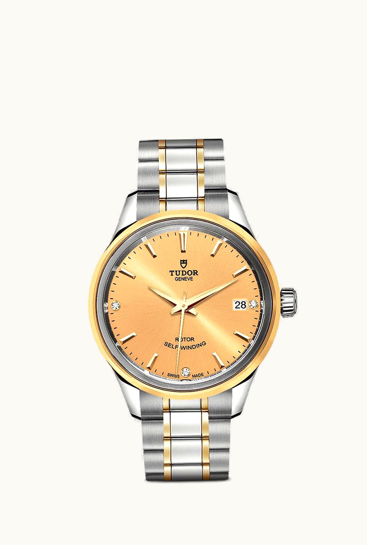 Tudor Style 34 Stainless Steel / Yellow Gold / Champagne-Diamond / Bracelet