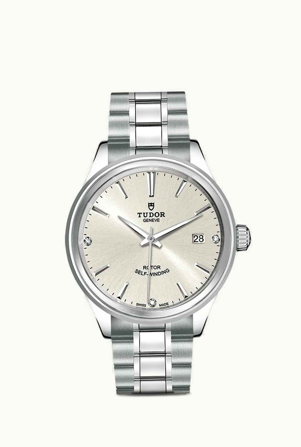 Tudor Style 38 Stainless Steel / Silver-Diamond / Bracelet