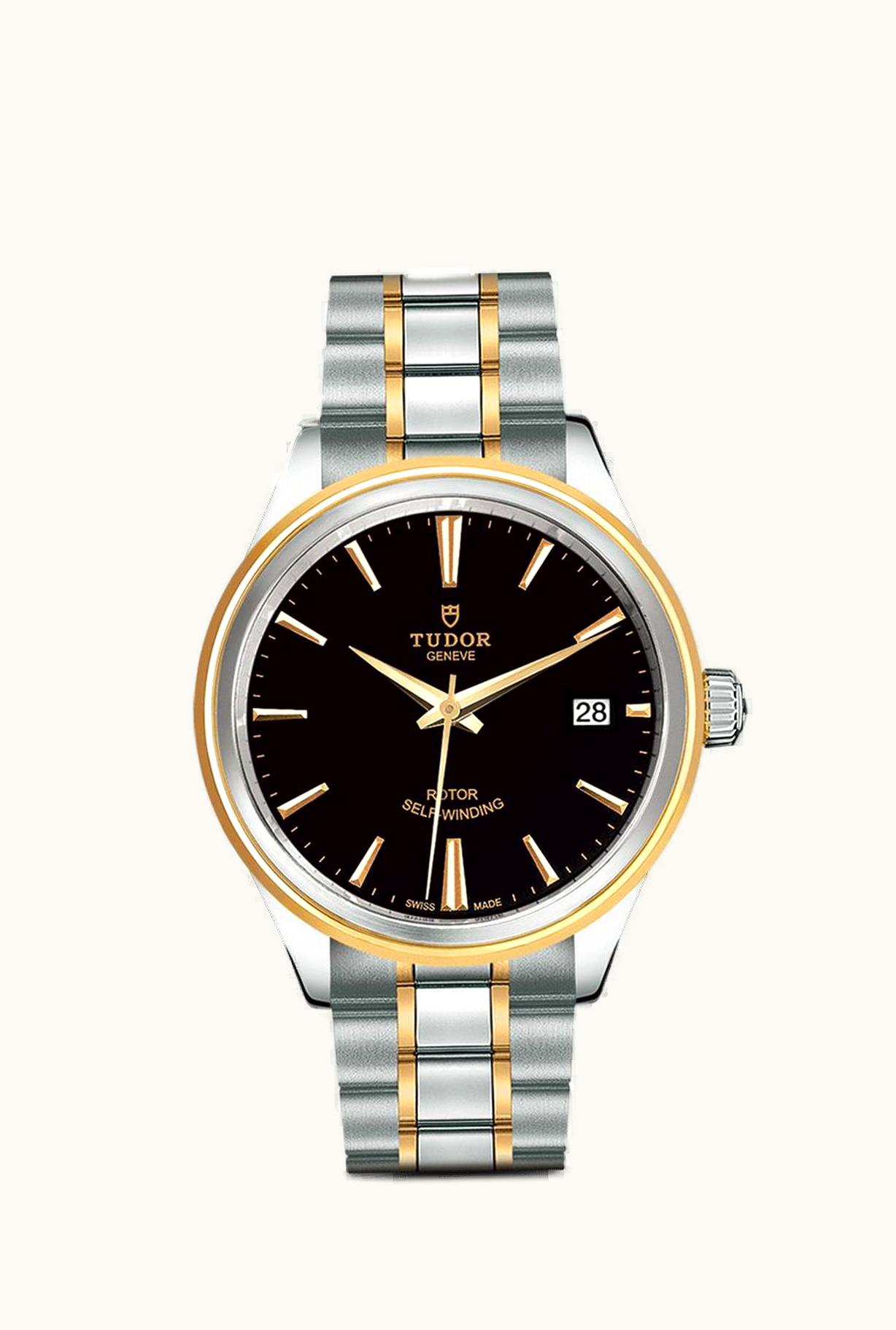 Tudor Style 38 Stainless Steel / Yellow Gold / Black / Bracelet