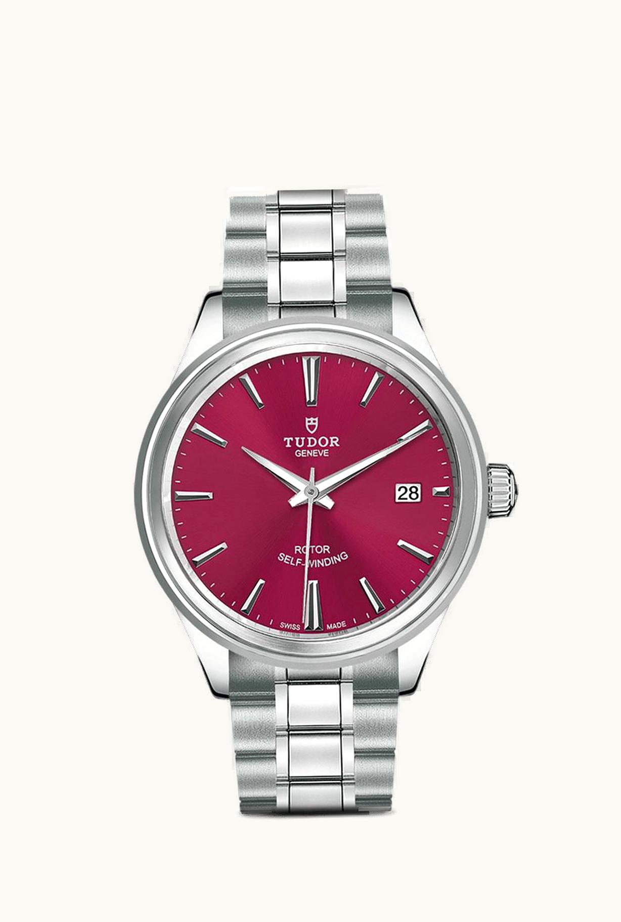 Tudor Style 38 Stainless Steel / Burgundy / Bracelet