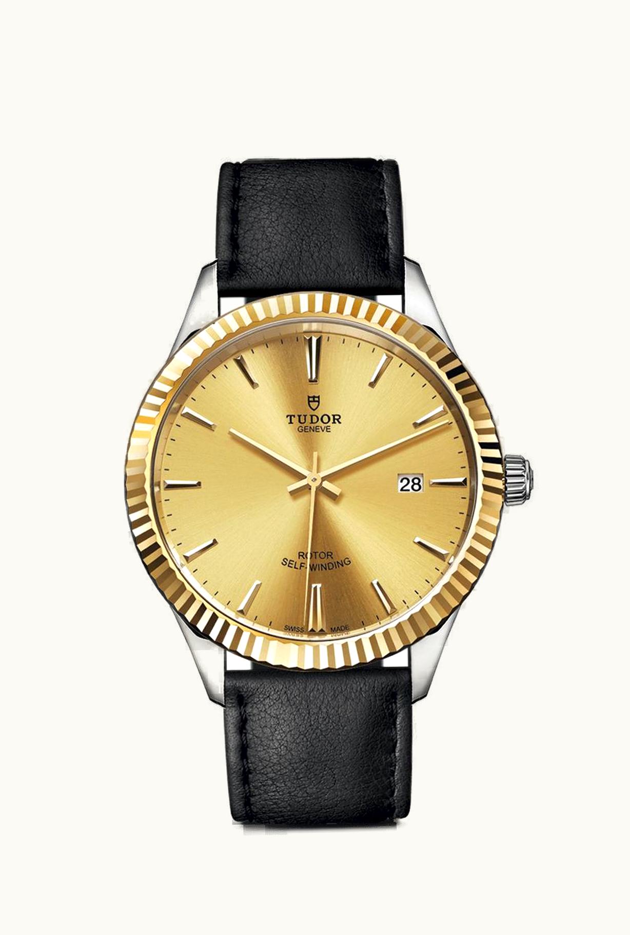 Tudor Style 41 Stainless Steel / Yellow Gold / Fluted / Champagne / Strap