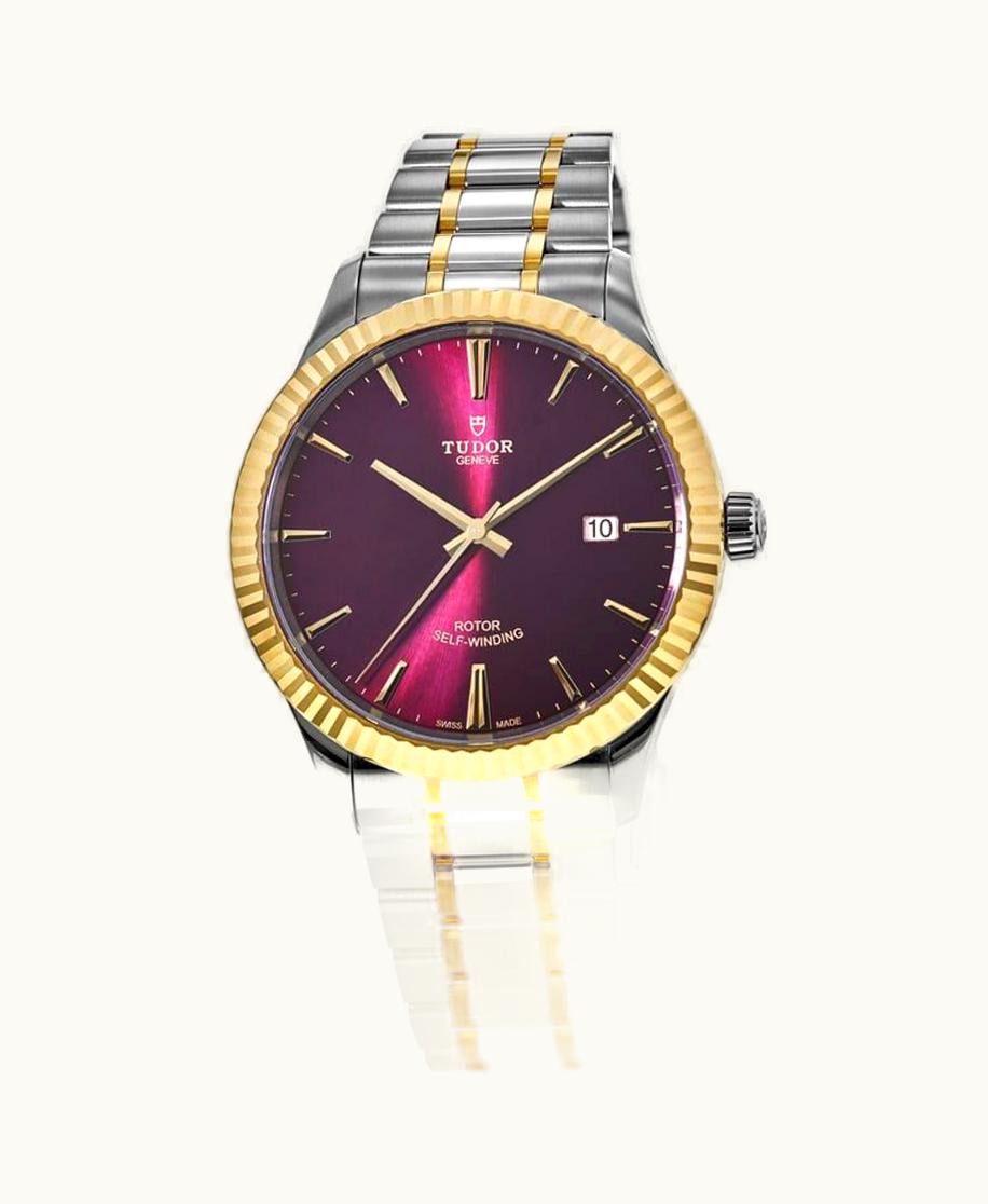 Tudor Style 41 Stainless Steel / Yellow Gold / Burgundy / Bracelet