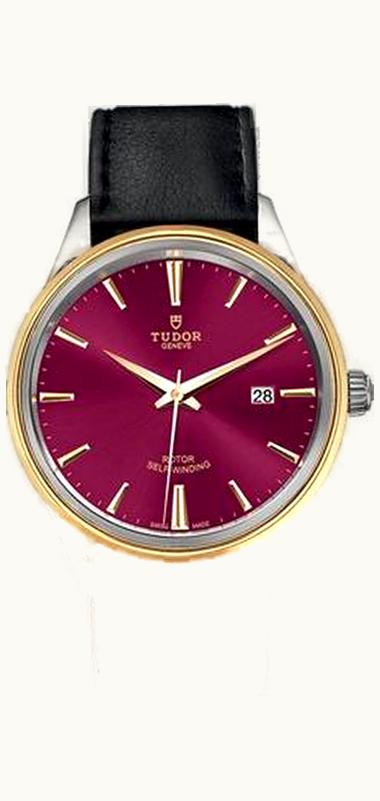 Tudor Style 41 Stainless Steel / Yellow Gold / Burgundy / Strap
