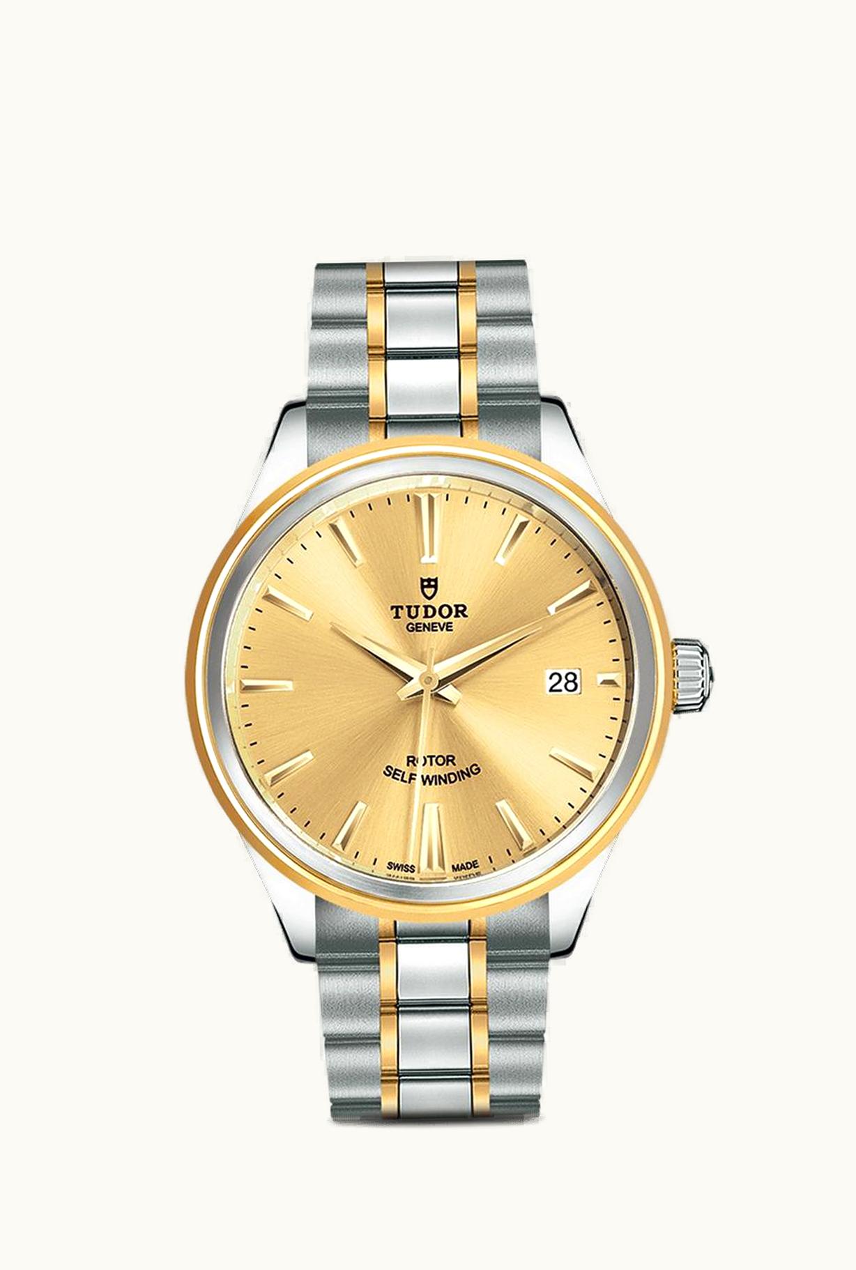 Tudor Style 38 Stainless Steel / Yellow Gold / Champagne / Bracelet