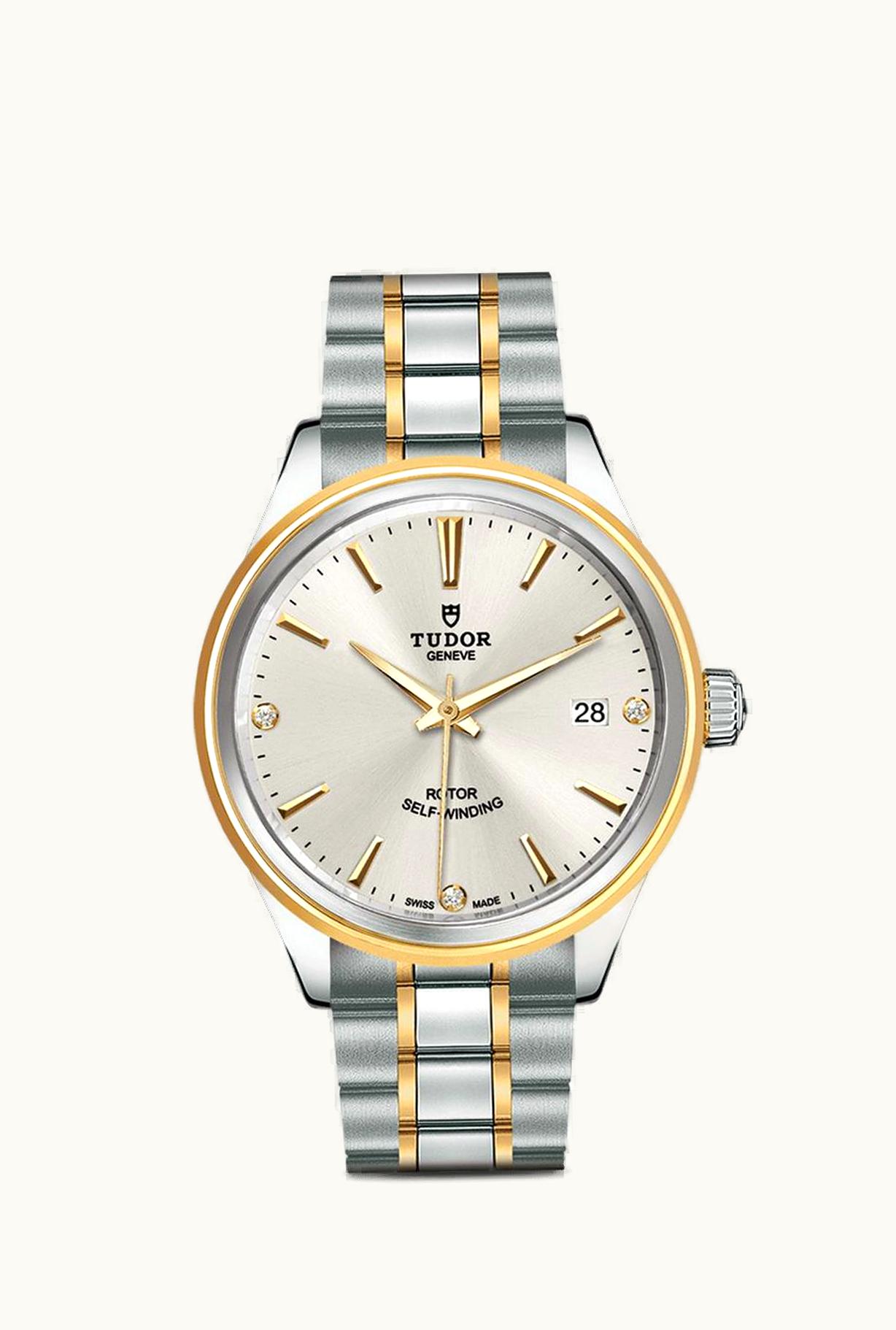 Tudor Style 38 Stainless Steel / Yellow Gold / Silver-Diamond / Bracelet