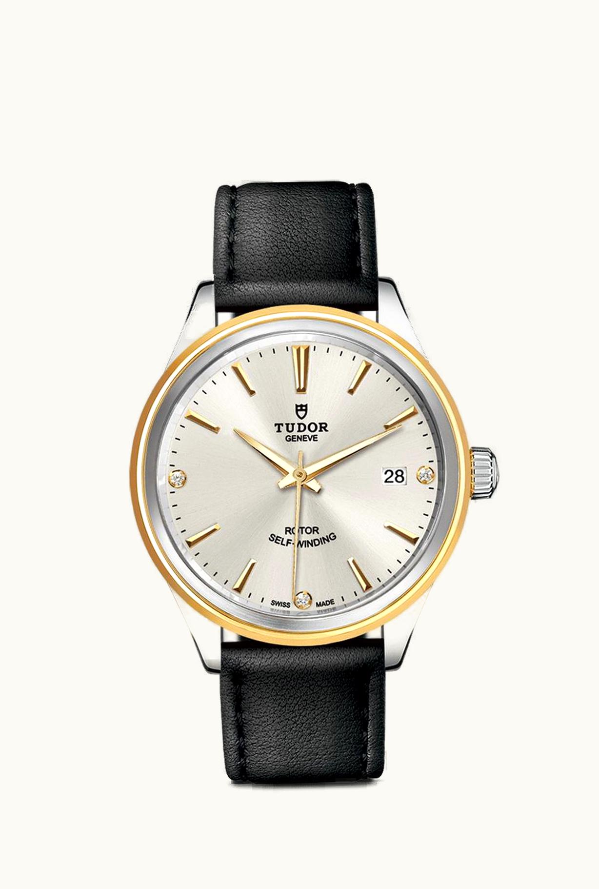 Tudor Style 38 Stainless Steel / Yellow Gold / Silver-Diamond / Strap