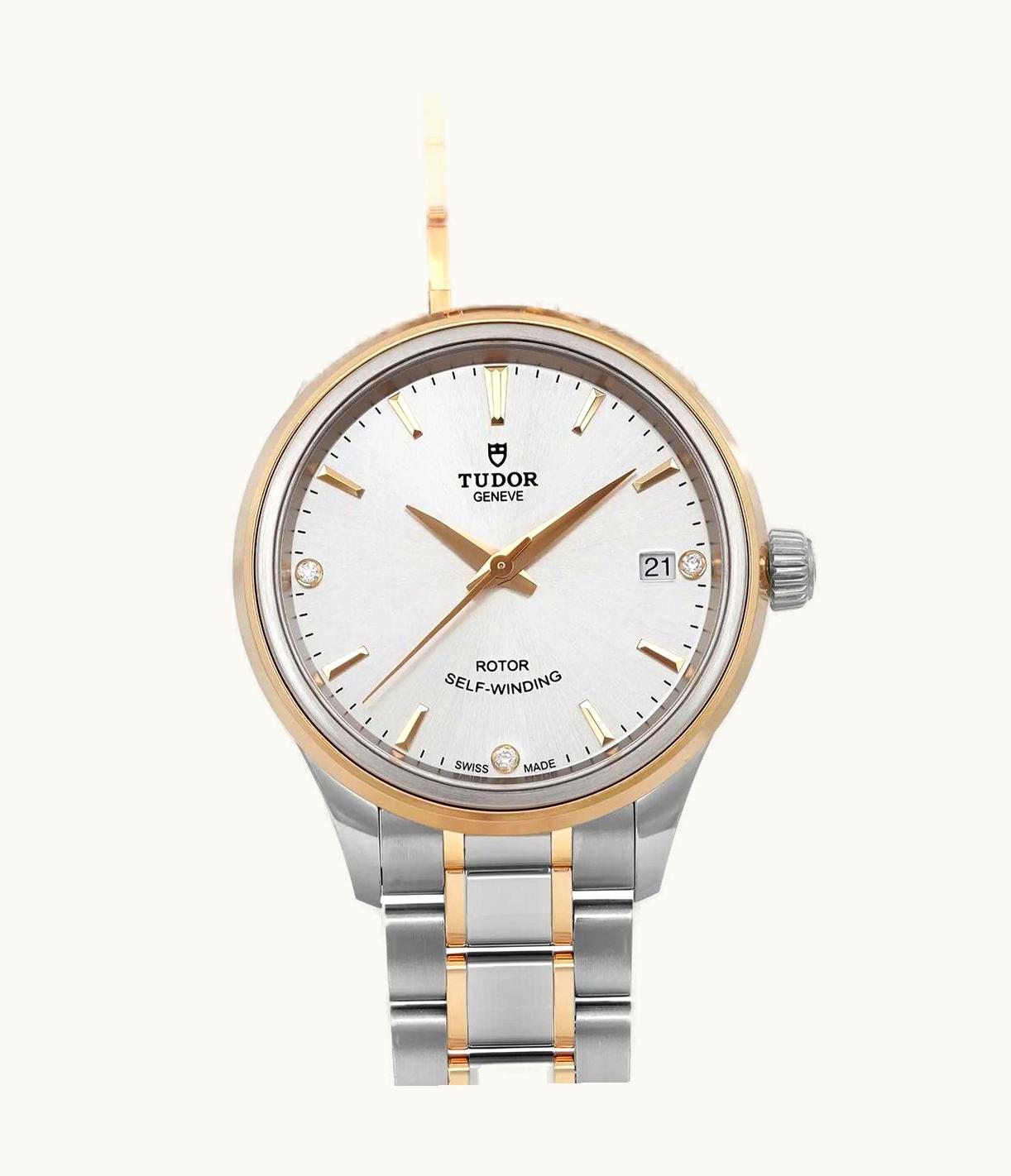 Tudor Style 34 Stainless Steel / Yellow Gold / Silver-Diamond / Strap