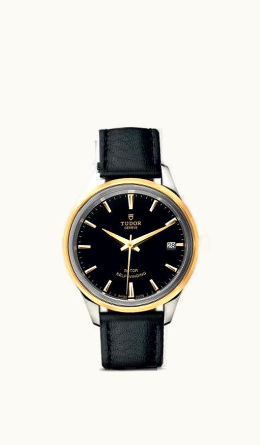 Tudor Style 34 Stainless Steel / Yellow Gold / Black / Strap