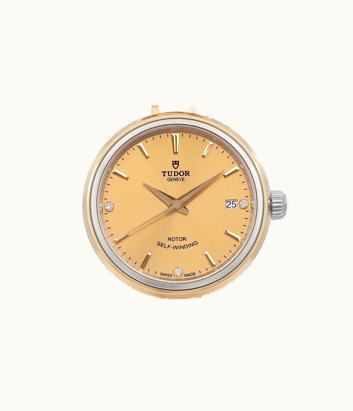 Tudor Style 34 Stainless Steel / Yellow Gold / Champagne-Diamond / Strap