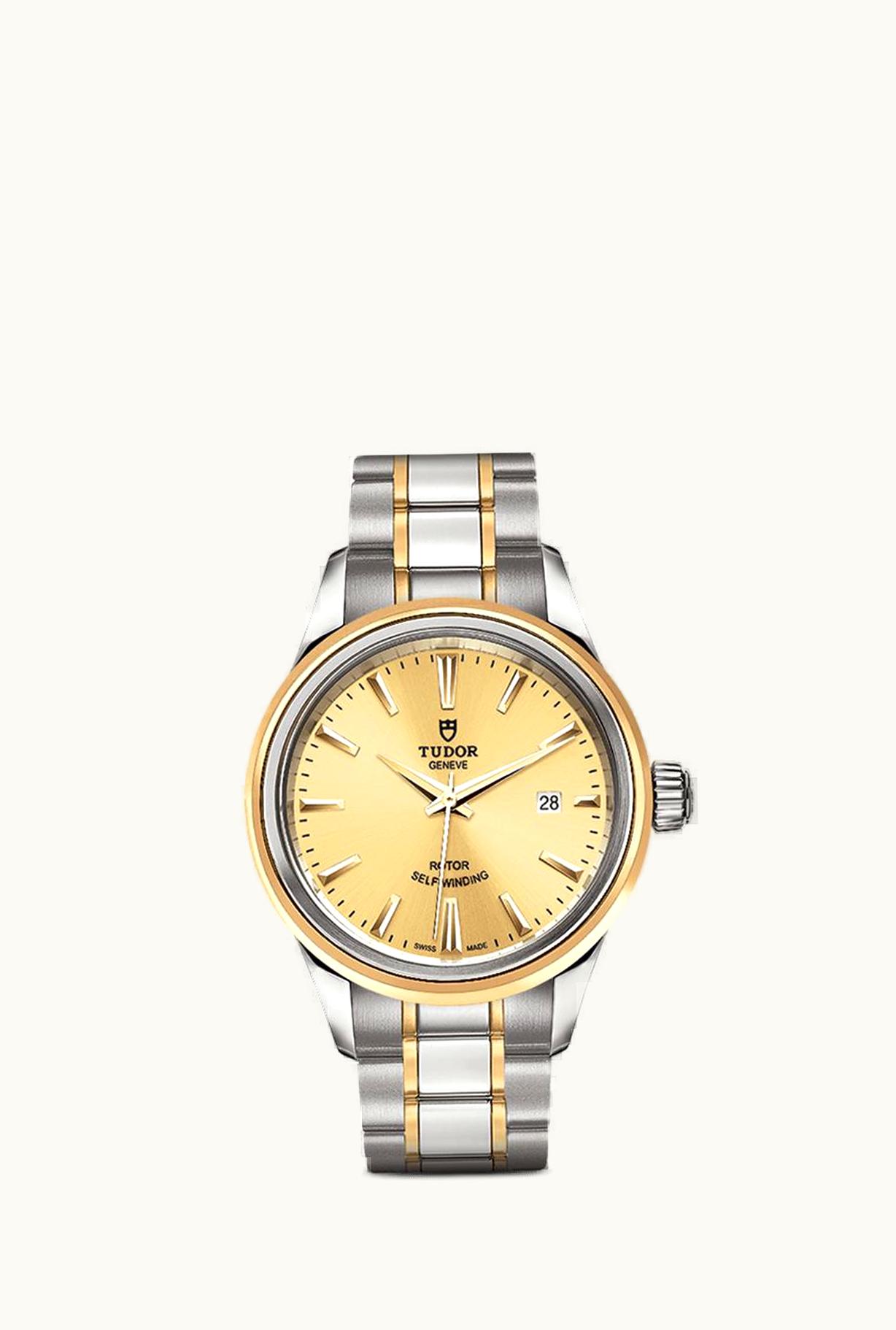 Tudor Style 28 Stainless Steel / Yellow Gold / Champagne / Bracelet