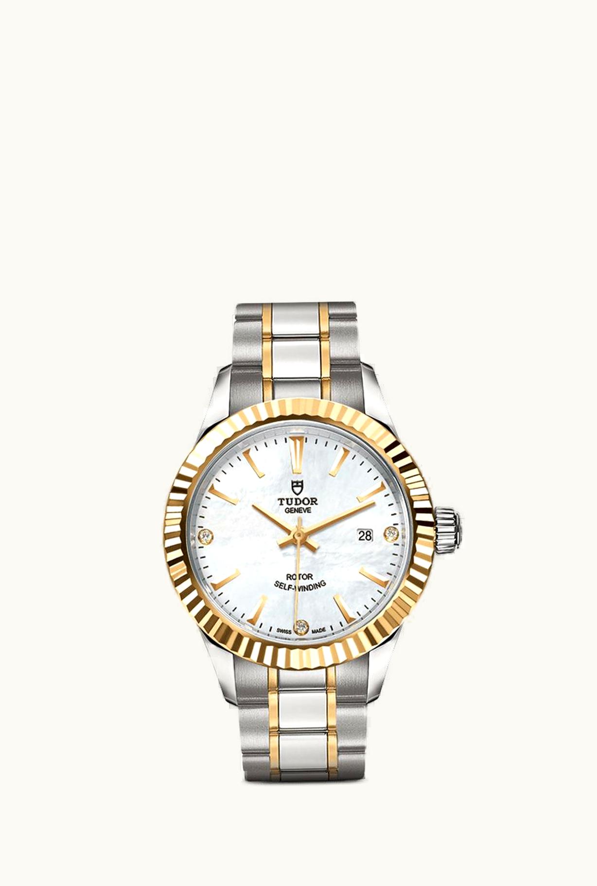 Tudor Style 28 Stainless Steel / Yellow Gold / Fluted / MOP-Diamond / Bracelet