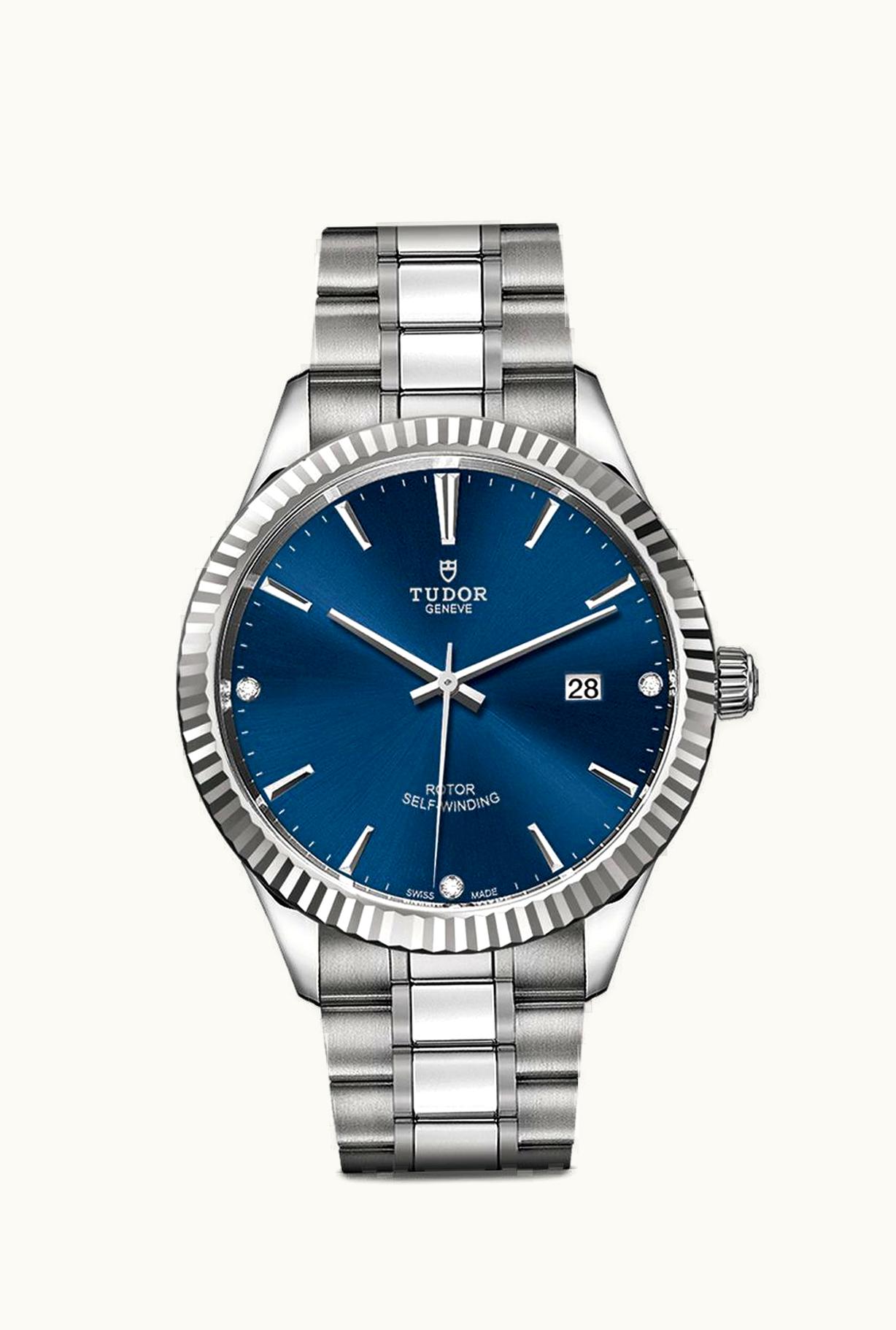 Tudor Style 41 Stainless Steel / Fluted / Blue-Diamond / Bracelet