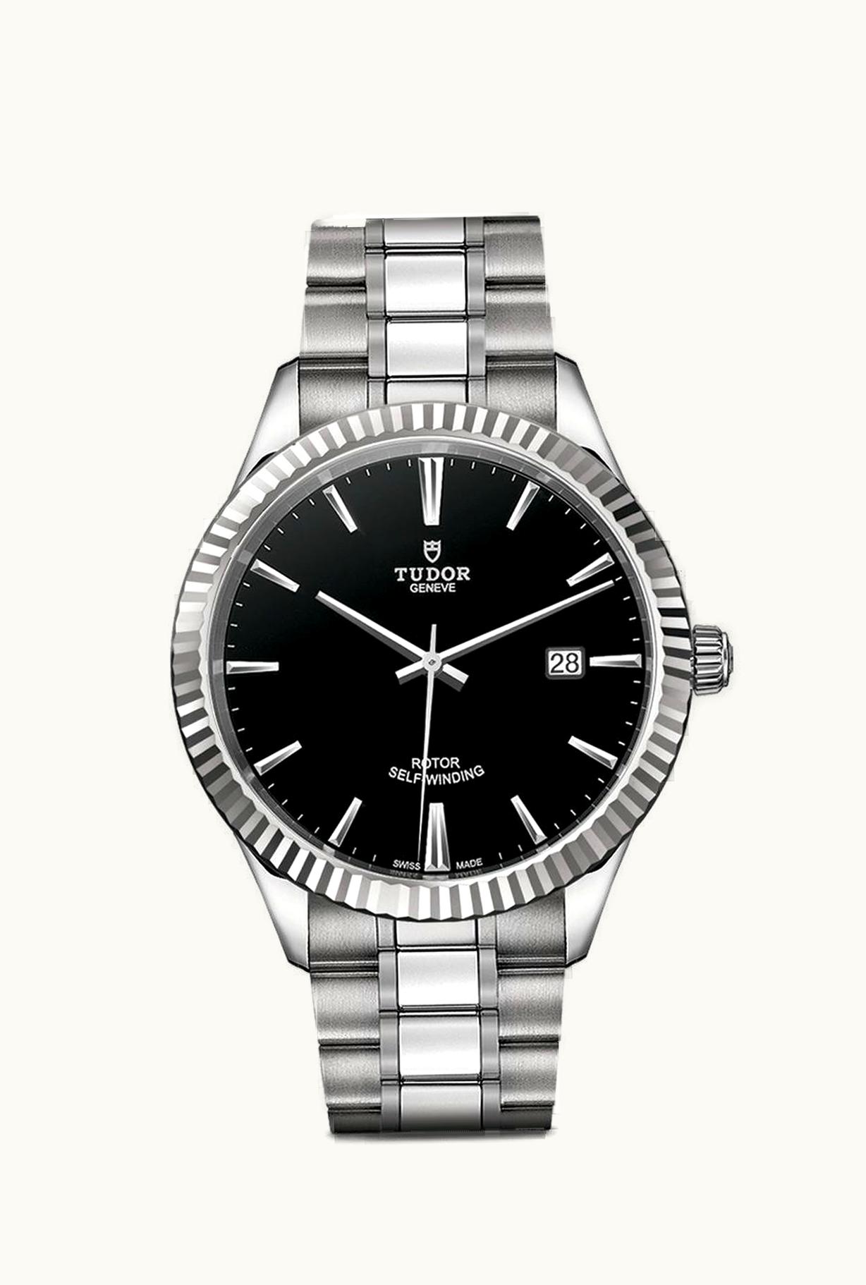 Tudor Style 41 Stainless Steel / Fluted / Black / Bracelet
