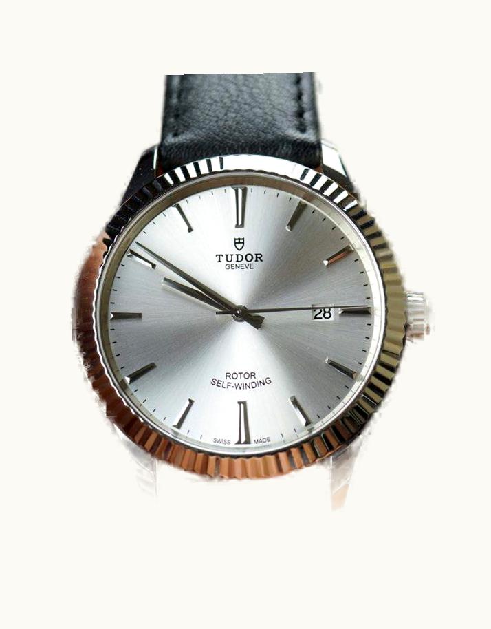 Tudor Style 41 Stainless Steel / Fluted / Black / Strap