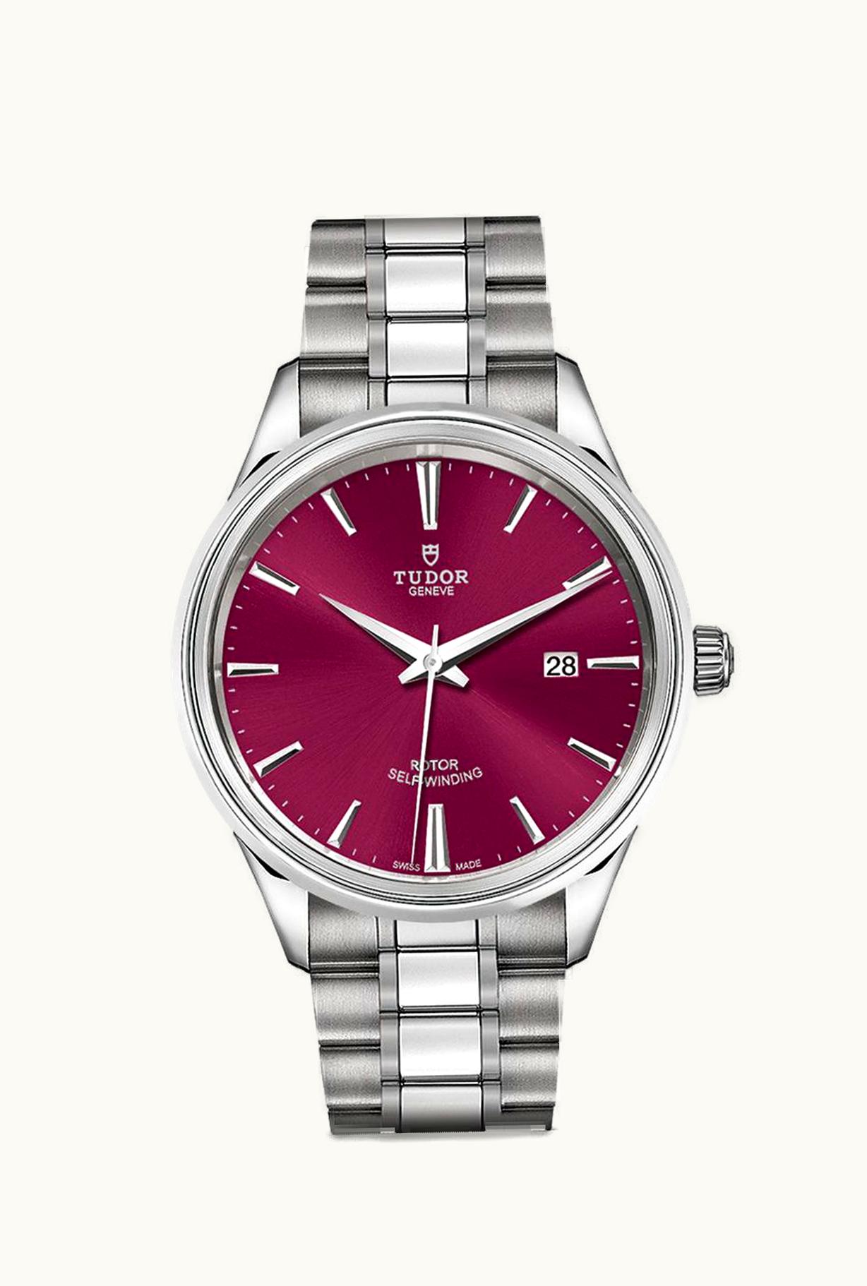 Tudor Style 41 Stainless Steel / Burgundy / Bracelet