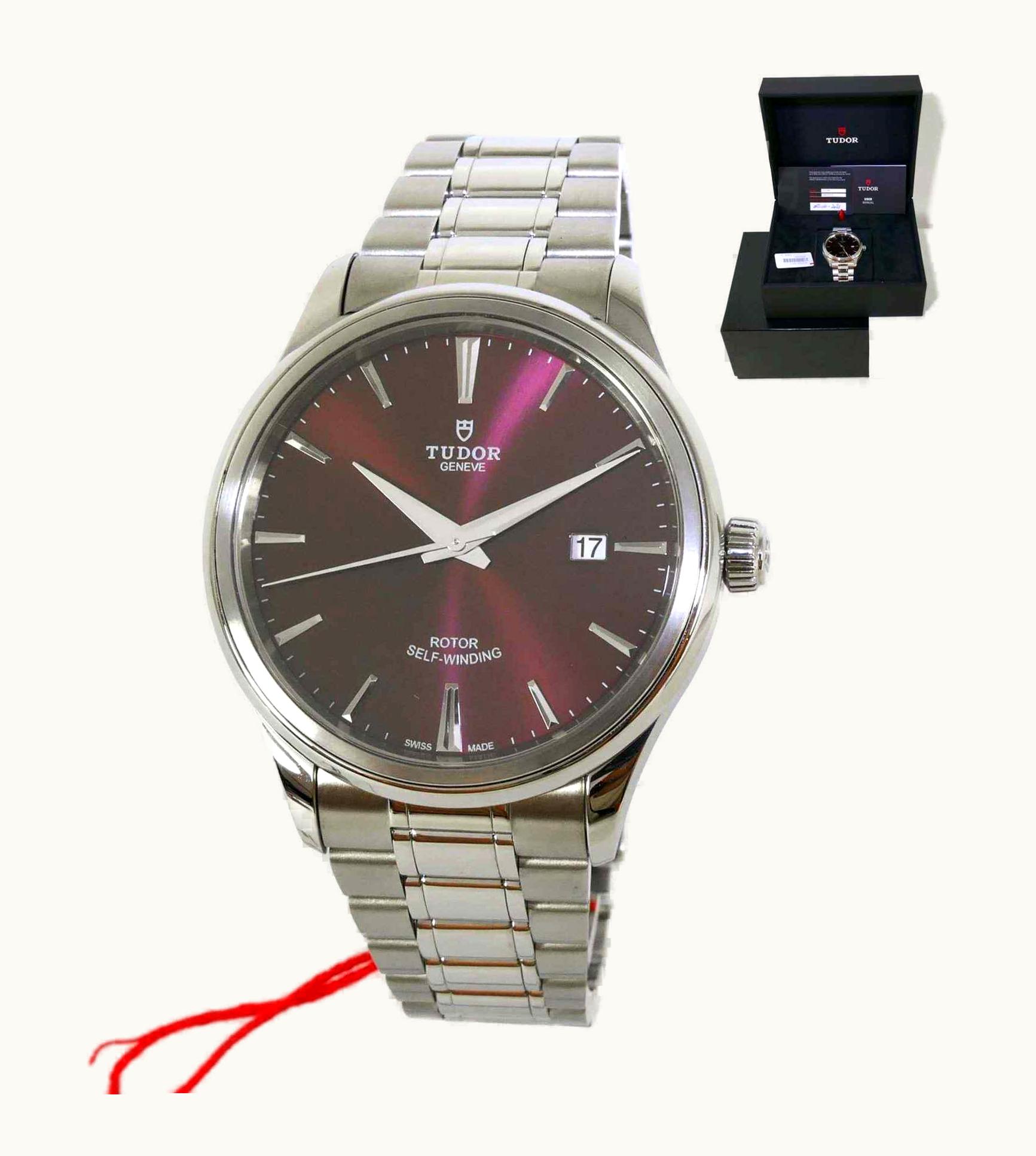 Tudor Style 41 Stainless Steel / Burgundy / Strap