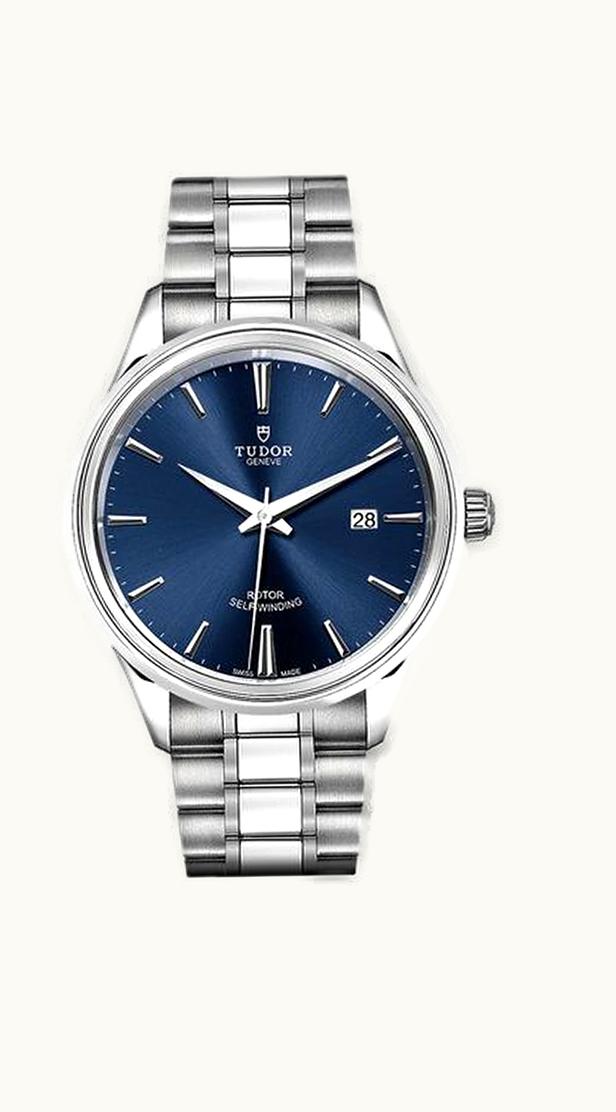 Tudor Style 41 Stainless Steel / Blue-Diamond / Strap