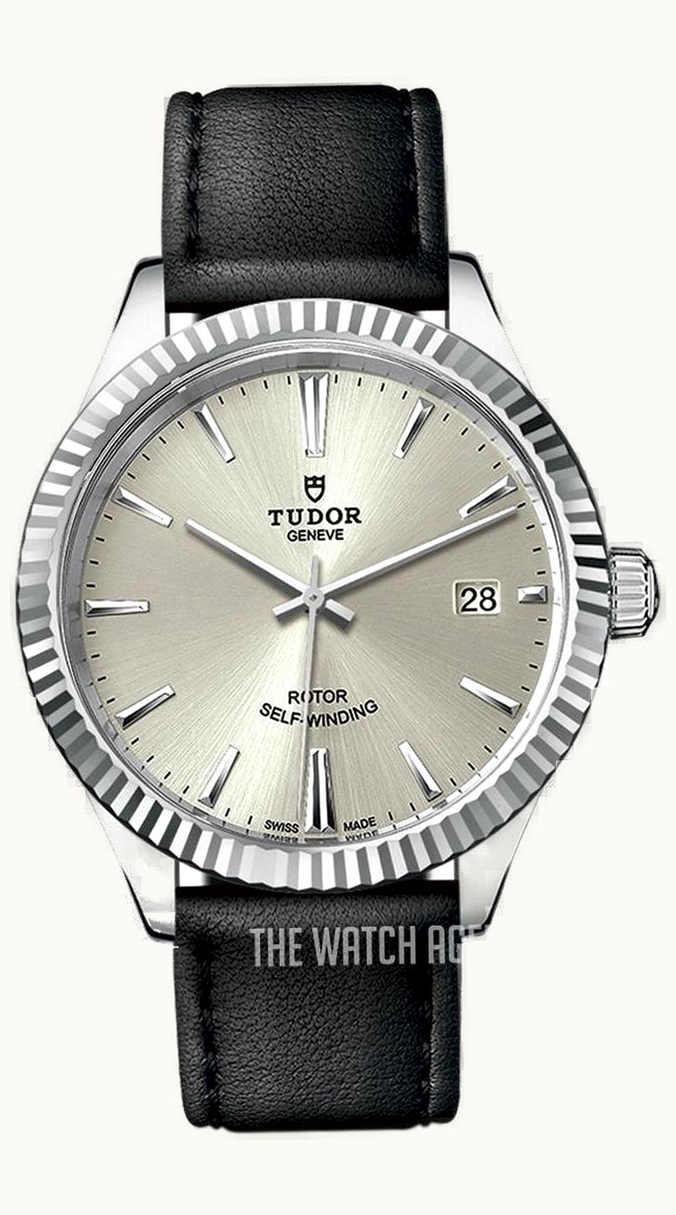 Tudor Style 38 Stainless Steel / Fluted / Silver / Strap
